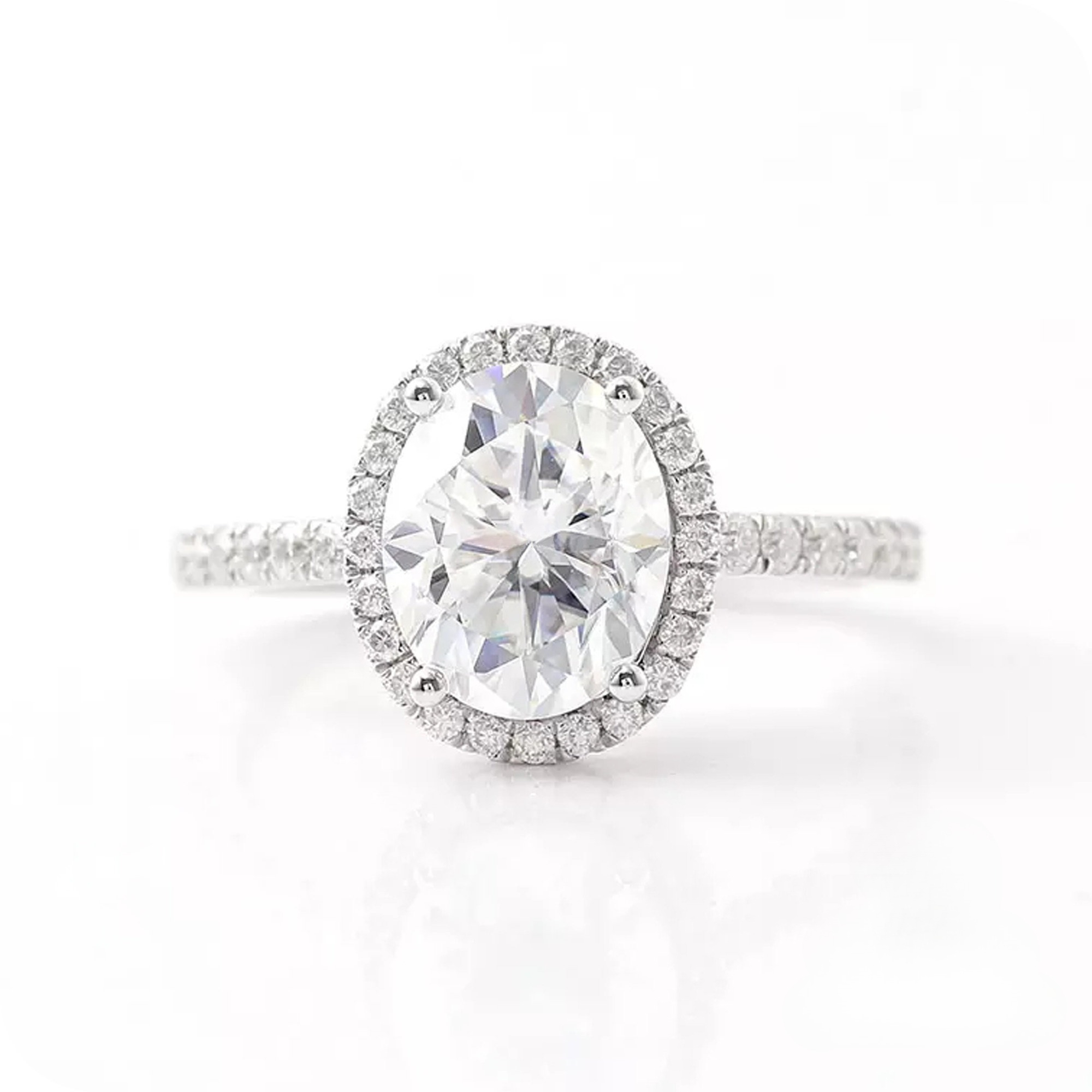 Women's 1/1.5/2 Carat Oval Cut White Moissanite Bezel Setting Ring